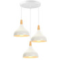 iDEGU Lustre Suspension Rétro 3 Lampes Suspension Luminaire Moderne Style Goutte Chapeau Plafonnier E27 Métal Bois Lampe de Plaf