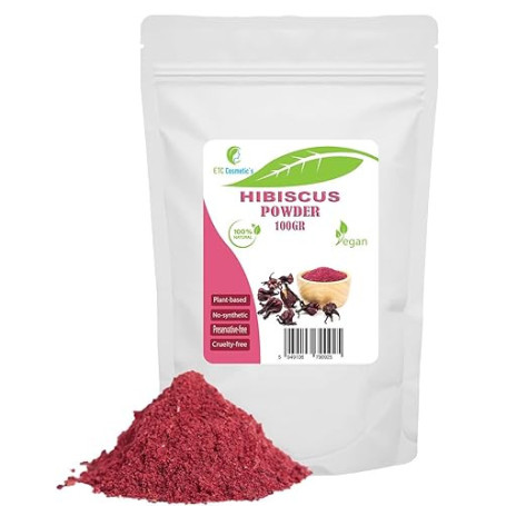 Poudre d'Hibiscus pour Cheveux et Peau 100 gr - utilisation dans les formulations de soins de la peau et des cheveux - 100% Natu