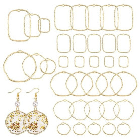 CHGCRAFT 48Pcs 2 Style Alliage Dos Ouvert Lunette Pendentifs Boucle d'Oreille Creuse Cadre Charme Résine Epoxy Charme pour DIY R