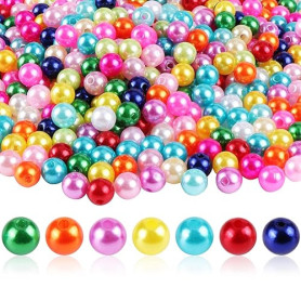 1000 Pièce Perles de Verre Rondes Perles de Nacrées 8mm Perles en Plastique Colorées Perles d'Imitation pour Collier Bracelet Bi