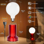 Lampe de Chevet Tactile, Lampe de Chevet Chambre, Lampe Chambre de Style Mid-Century Modern avec Globe et Base Métallique Rouge,