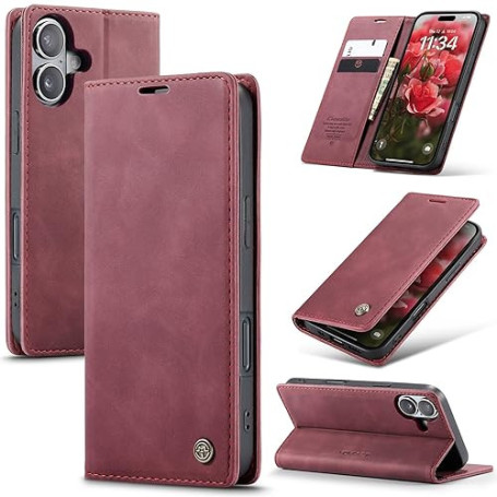 Samokor Coque pour iPhone 17 5G Housse Cuir Premium Etui Rabat Pochette Portefeuille Fentes Cartes Magnétique,Étui Protection po