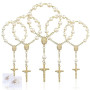 SWAWIS 30 Pièces Chapelet de Baptême Cadeau d'invité Baptême Mini Doigt Chapelets Perles Artificielles Cadeaux d'invité Baptême