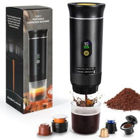 LAMA Mini Machine à café portable, électrique à capsules, compatible avec capsules et poudre, chauffage instantané pour camping,