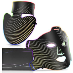 Masque de luminothérapie LED pour le visage et le cou, 4 modes, masque facial infrarouge avec thérapie à la lumière rouge, masqu