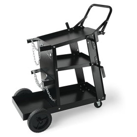 VEVOR Chariot de Soudage à 3 Niveaux Chariot Poste à Souder Capacité Charge 181,4 kg​​ Roues 360° Chaînes Sécurité Stockage Rése