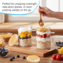 Hejo 4 Pièces Bocal en Verre avec Couvercle Hermétique et Cuillère, 500ML Pot en Verre, Overnight Oats Jar, Bocaux de Conservati