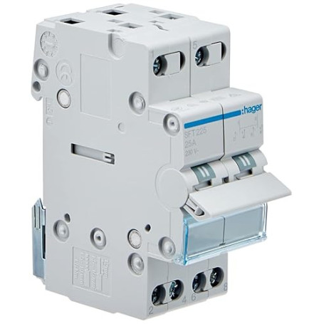 Hager SFT225 - Inverseur 2 pôles 25A, amont, I-0-II