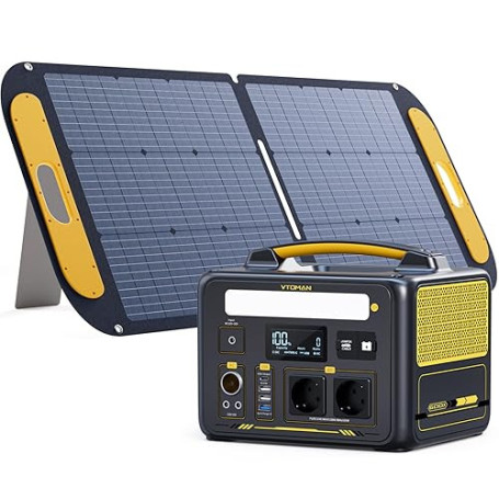 VTOMAN Jump 600X Station électrique Portable avec 110W Panneau Solaire - 600W/299Wh Générateur Solaire LiFePO4 Batterie électriq