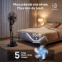 NebulaFlow Ventilateur Brumisateur, 2026 Amélioré Réservoir 4L, 7,5H Ventilateur sur pied, Minuterie, 5 vitesses 3 modes, Ventil