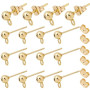 Beebeecraft 100PCS 24K Plaqué Or Boucles d'oreilles Goujons Boucles d'oreilles Boule avec Boucle DIY Bijoux (15x7mm)