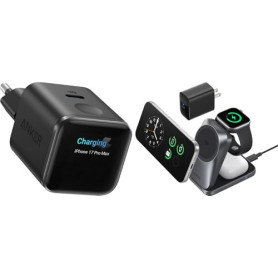 Anker Chargeur USB C à écran Intelligent 45W Nano & Prime Station de Charge sans Fil 3 en 1 (Lot)