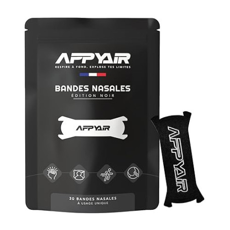APPYAIR® Bandes nasales, 30 bandes anti ronflement, améliore la qualité du sommeil & la respiration en cas de nez bouché, bonne