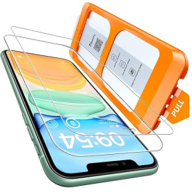 TOCOL Verre Trempé pour iPhone 11, Verre Trempé pour iPhone XR, Dépoussiérage Automatique, Sans Bulles, Dureté 9H, Coques de Tél