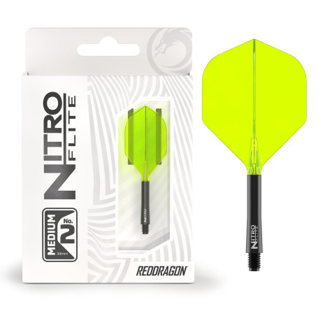 RED DRAGON Darts – Nitro Flite Système intégré de vol et d'arbre – No.2 Forme et design - Disponible en Court, intermédiaire et 