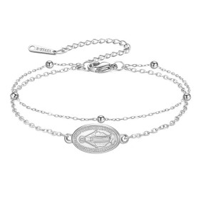 Amaxer Bracelet à breloques Vierge Marie pour femme, médaille miraculeuse, bijoux religieux, bijoux religieux, en acier inoxydab