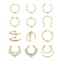 Kakonia 12 Pcs Faux Anneaux De Nez Cerceau En Acier Inoxydable Faux Septum Piercing Clip Sur Nez Septum Anneau Faux Non Percé Ne