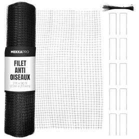 MEKKAPRO Filet Anti Oiseaux 2.1 x 27,4 m Filet de Protection Grillage Souple pour Balcon, volière extérieur ou poulailler, barri