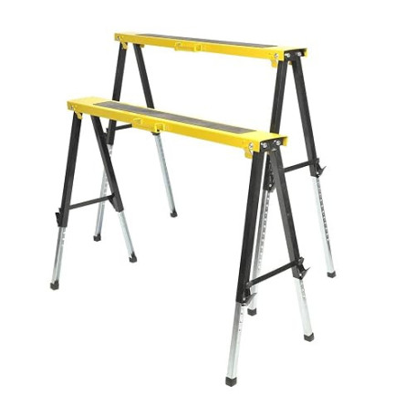 EURO VANADIUM - Lot de 2 Tréteaux Réglables Télescopiques en Métal - Hauteur Ajustable de 64 à 91 cm, Charge 150 kg - Tréteaux P