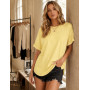 Wayleb Tee Shirt Femme Col Rond Manches Courtes Haut Oversize Ample Top Décontracté Basique pour Été Quotidien | Chic et Elégant