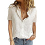 PASUDA Chemise Femme Haut ÉTÉ pour Femmes Chic et Élégant Coton Lin T-Shirt Manche Courte Col en V Chemisier Tunique Tops avec B