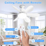 Ventilateur de plafond avec éclairage et télécommande, 3 vitesses, 50CM éclairage LED avec protection d'urgence minuterie à inte