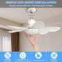 Ventilateur de plafond avec éclairage et télécommande, 3 vitesses, 50CM éclairage LED avec protection d'urgence minuterie à inte
