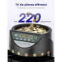 Compteuse de Pieces Euro, Trieuse Monnaie Capacité de 800 pièces, Monnayeur Pièces Euro avec 8 bacs de collecte, Machine à compt
