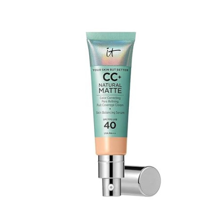 IT COSMETICS, CC+ Crème Natural Matte SPF 40, Haute Couvance et Contrôle de Brillance, Peaux Mixtes à Grasses, Avec Sérum Équili