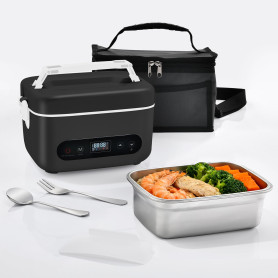 VYRNEXA Gamelle Chauffante avec Batterie Intégrée 12000mAh, Lunch Box Électrique 1.3L, Boîte Repas Chauffante sans Fil avec Minu