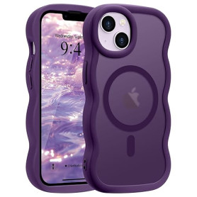 Pepmune Coque Magnétique pour iPhone 14 iPhone 13[Compatible avec Magsafe] Translucide Mat Cadre Vague Bouclée Coque de Téléphon