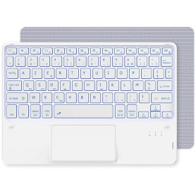 CACOE Clavier avec Pavé Tactile, Clavier sans Fil Bluetooth 10 Pouces avec Rétroéclairage, [AZERTY] Clavier Léger Fin pour iPad,
