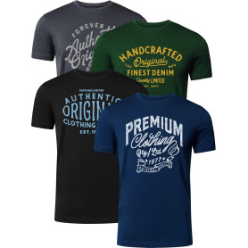 FULL TIME SPORTS Pack de 4 Tee‑Shirts Homme Manches Courtes Imprimés PRINT-002