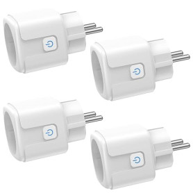 FAYIBUY Lot de 4 prises intelligentes Wi-Fi avec mesure de courant, télécommande par application, commande vocale et minuterie,