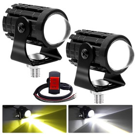 Biqiure 2PCS Mini Feux Additionnels Moto LED,12W Moto LED Feux de Brouillard Supplémentaires 12V 24V Projecteur Motos LEDs Ambre