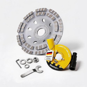FANZTOOL Carter d’aspiration pour Meuleuse, Équipé d'un Disque de Ponçage Béton 125 mm, Qualité Professionnelle, Brosses à Resso