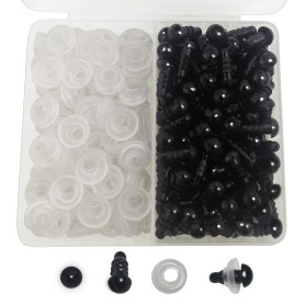 FANGZIDM 100 Pièces Yeux de Sécurité avec Rondelles de 6mm Yeux de Jouet en Plastique Noir pour Fabrication de poupées DIY Loisi