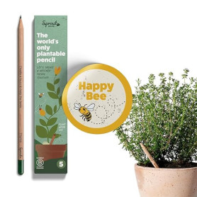 SproutWorld Happy Bee Edition | Crayon en graphite à planter | Capsule de graines d’ Herbes, Légumes & Fleurs pour abeilles, | B