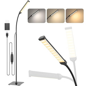 iFalarila Lampadaire LED 10W 3 Couleurs 10 Luminosités Col de Cygne pour Salon Chambre Bureau