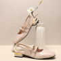 Fudaolee Sandales Femme Mary Janes Chaussures à Talon Bas élégante Slingback Escarpins Habillées Double Boucle Sandales Mode Moc