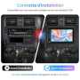 Junsun Autoradio 2 DIN Universel avec Écran Tactile, CarPlay & Android Auto sans Fil, Bluetooth, GPS, FM, USB, Type-C, Commandes