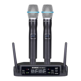 BOMGE UHF 240U Lot de 2 Microphones et systèmes sans Fil portatifs en métal pour karaoké, Chant, réunion, fête, église, DJ, Mari