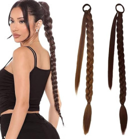KASESSS 2 Pièces Rajout Cheveux Tresses, 66 cm Longue Tresse Cheveux avec Élastique, Extension Cheveux Tresse à Tresser pour Fem