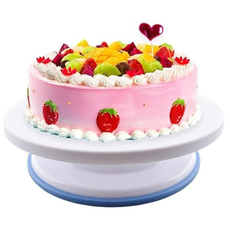 KOMUNJ Plateau tournant à gâteau rotatif à 360 °, Présentoir pour décorer et décorer des gâteaux