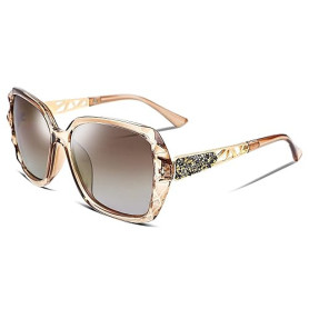 FEISEDY Lunette de Soleil Femme Polarisées Protection UV400 Surdimensionnées Lunettes Classique Grand Cadre Lunettes de Soleil F