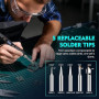 Kit Fer à Souder 80W, Température Réglable 180-500°C, Électronique de Précision avec Interrupteur Marche/Arrêt, 5 Pannes, Fil de