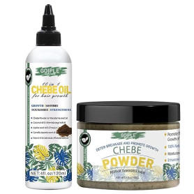 Chebe Poudre et Huile Africaine Bio Naturals, Hydratante, Huile de Chebe Pousse Cheveux pour le Cuir Chevelu, la Croissance, la
