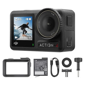 Bundle DJI Osmo Action 4 Essentiel - Caméra d’Action étanche 4K/120 IPS avec capteur 1/1,3 Pouce, des Images saisissantes en Bas
