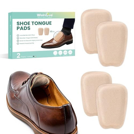 Welnove 2 paires Coussinets de Languettes - Coussinets en mousse à mémoire de forme et daim, auto-adhésifs, pour bottes, chaussu