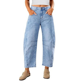 Vetinee Jeans Baggy Femme Taille Haute Barrel Jean